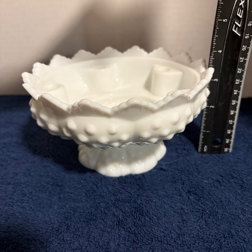 Fenton Hobnail Milk Glass Foot Taper Candle Stick Holder Centerpiece Cottagecore - Picture 8 of 8